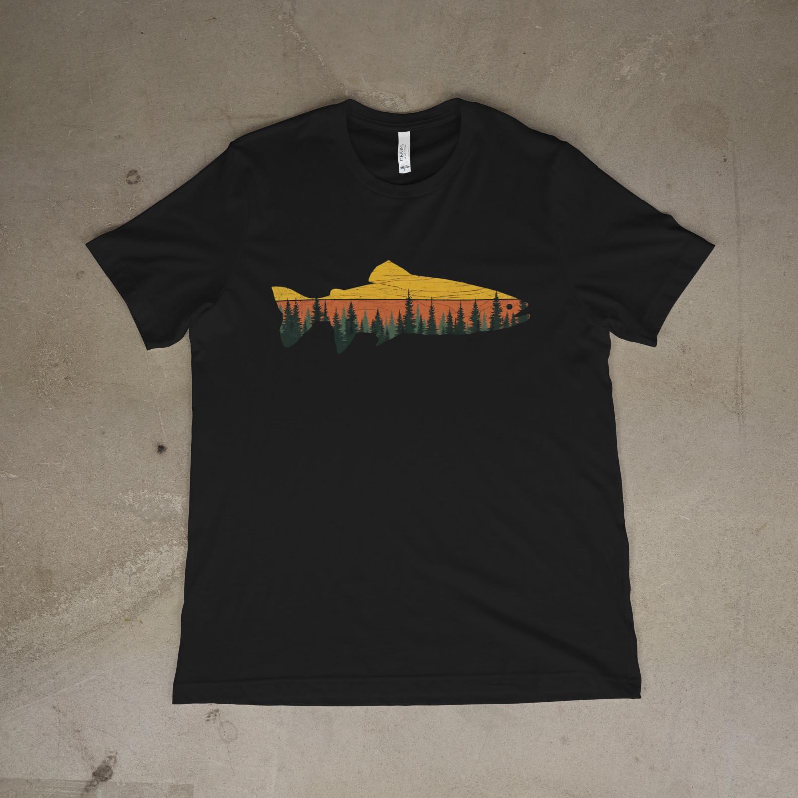 Trout Fly Fishing Shirt Outdoor Forest Nature Wildlife Fisherman Tee XL