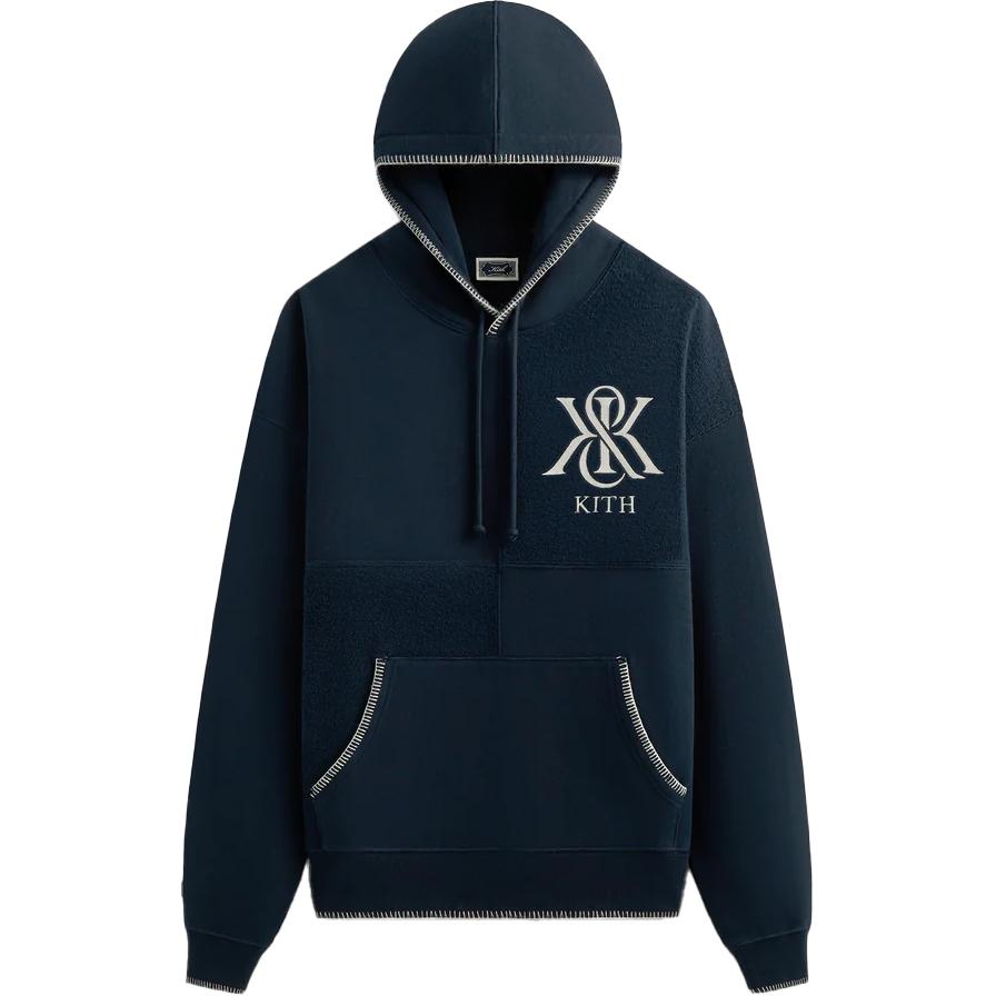Kith Panelled Nelson Fashion Versatile Hooded Pullover Sweatshirt Men sweatshirt Dark-Blue KHM032367-439 XL