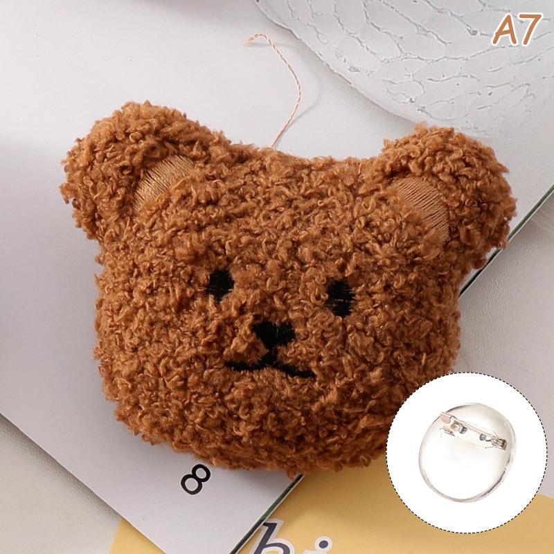Cute Soft Cute Bear Pin Cartoon Plush Sweet Student Girl Children Uniform Lapel Clothes Hat Brooch Bag Pendant