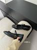 Inner Height Increase Small Fragrant Wind Single Shoes Women's 2025 Spring New Square Head Small Leather Shoes One-word Buckle Camellia Mary Jane Sho