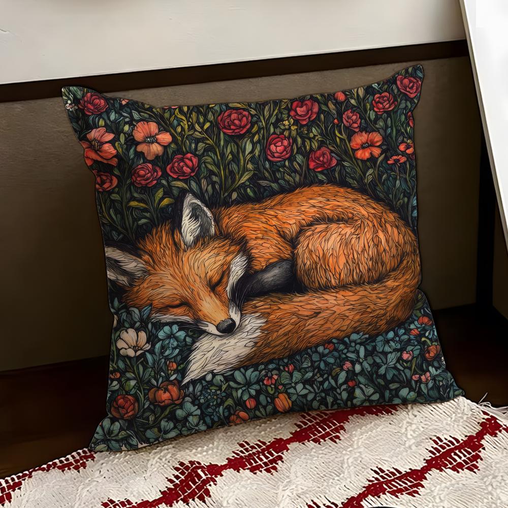 WWilliam MMorris Art Fox Cushion Cover Reversible Soft Durable Pillow Cover Home Car MultiScene Use for Daily Comfort