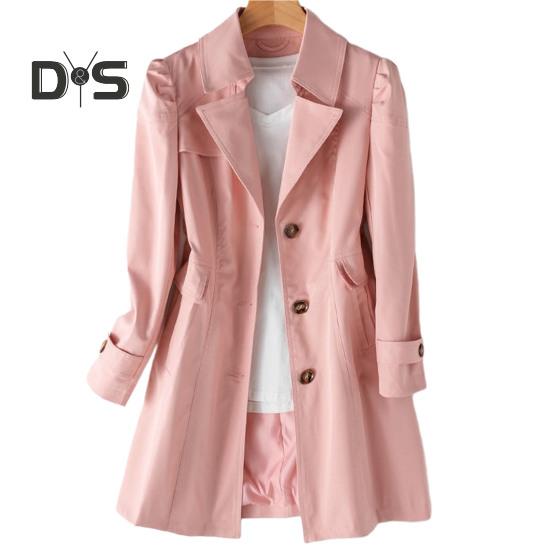 Langer, schmaler Damenmantel, elegant, stilvoll, einreihig, einfarbig, für den Business- oder Freizeitstil