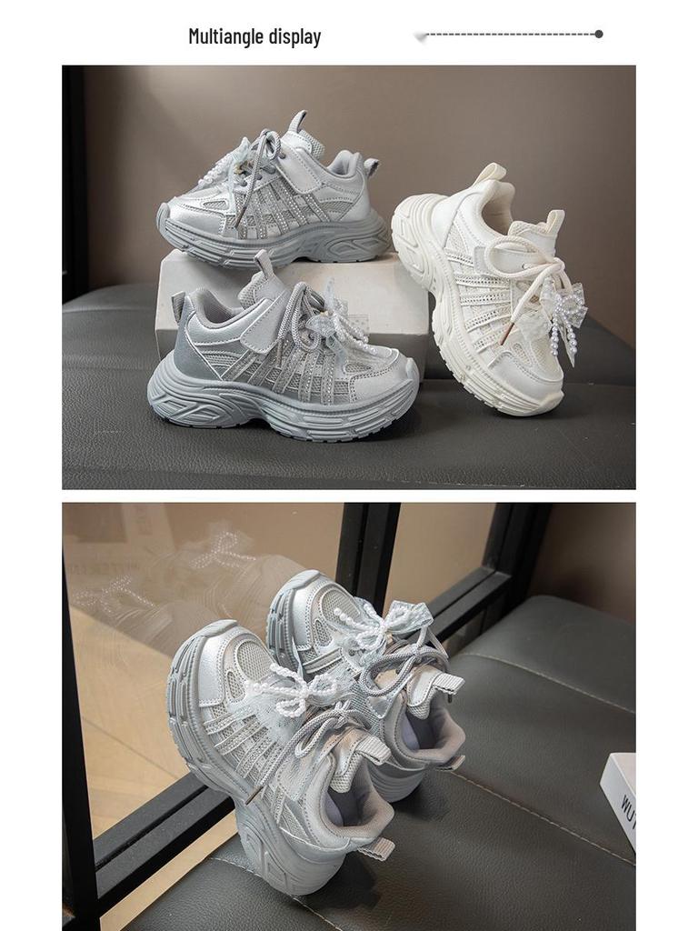 Girls' Soft Sole Sneakers 2025: Spring/Autumn Casual Shoes for Students, Ages 6-12.