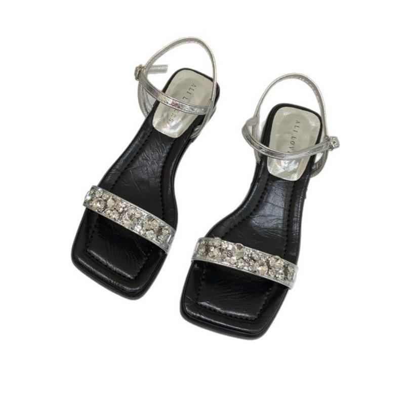 

Вода Бриллиант Обувь Босоножки с ремешком Массивный каблук Высокий каблук Сандалии и тапочки нового стиля 40 чёрный/серебряный