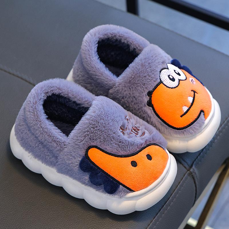 Children's Winter Cotton Slippers: Warm Plush, Non-slip Thick Sole, Cute for Boys & Girls, Small To Medium Sizes