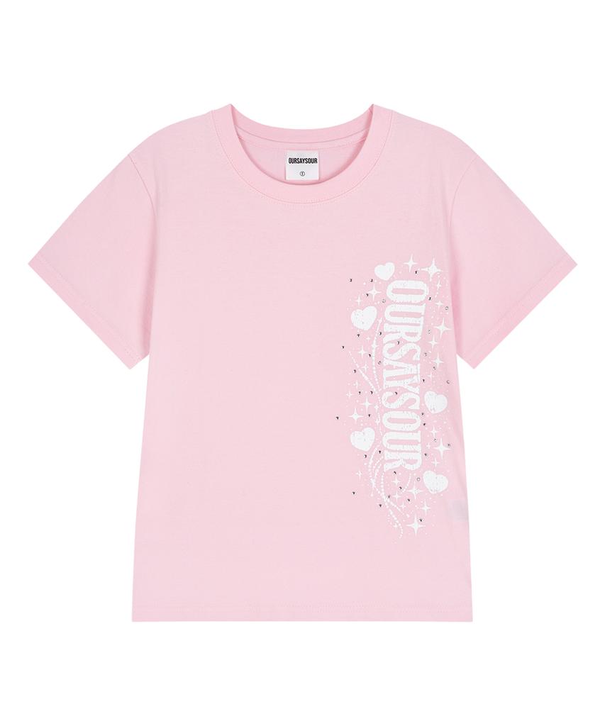 Awoseiawo Galaxy Heart Star Short Sleeve T-Shirt Pink