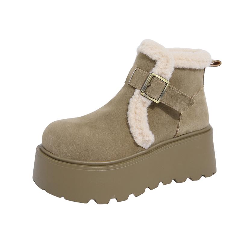 

2025 NEW Elegant Woman Boots Round Toe Luxury Designer Plush Winter Footwear Flat Heel Boots Women Fashion Boot 40 хаки