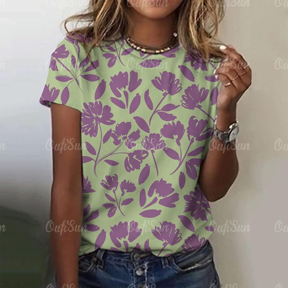 New Women's T-shirt Top 3D Floral Print Pullover For Ladies Summer O-neck Casual Short Sleeve Tees Female Loose Clothing