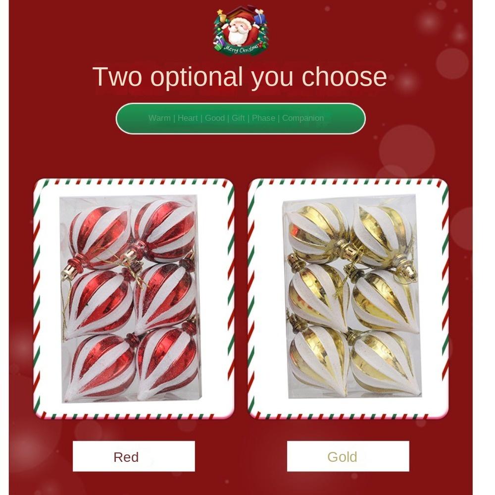 6pcs/Box Painted Gourd Christmas Tree Ornament DIY Crafts Painted Plastic Christmas Gifts Boxes Pendant Pendant Hanging Ornament