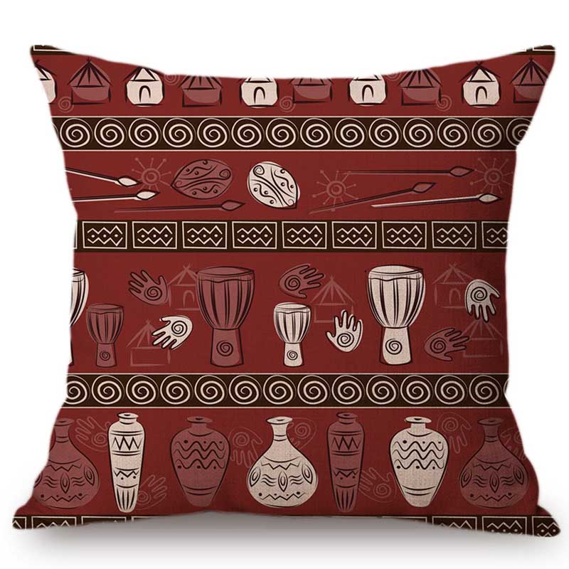 Exotic Africa Design Pattern African Hunting Animals Geometric Decorative Sofa Throw Pillow Case Cotton Linen Chair Cushion Case