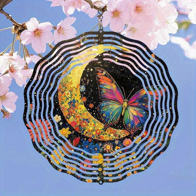 10 Zoll Hängender Windspinner mit 360-Grad-Haken für Balkon-Gartendekor Frühling Sommer Außendekoration