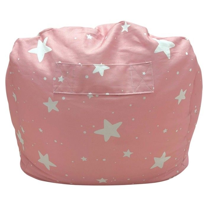 GINGER HOME Little Stars Pouf Child Armchair, 100% Cotton, Pink with Stars, 55x44x55 Cm