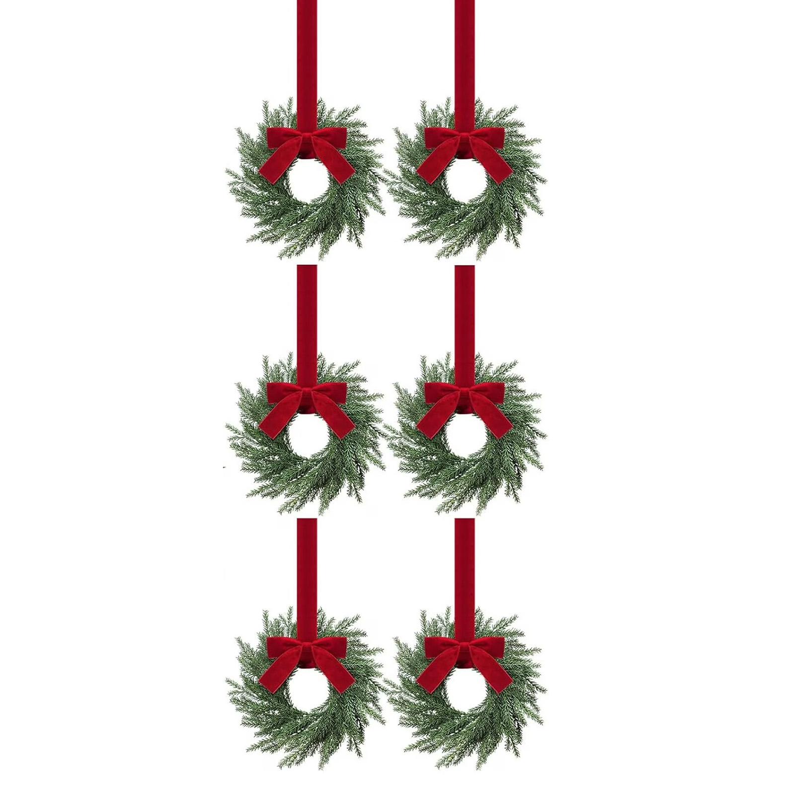 

Christmas Kitchen Cabinet Wreaths With Plaid Bow Ribbon Hanging Cabinet Doors Wreaths Decorative For Kitchen Window Outdoor Indoor Holiday Decor One Size