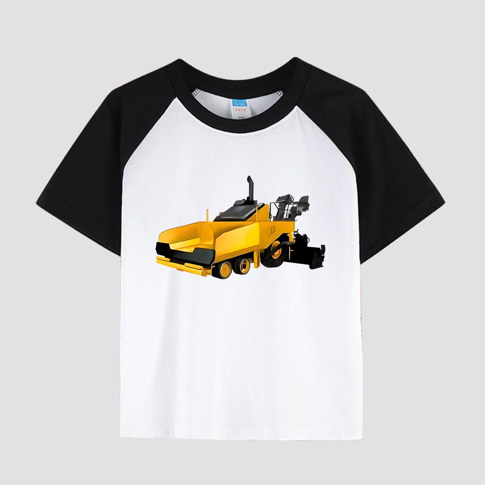 Children's Short Sleeve T-Shirt with Inserted Shoulder, Round Neck, Cotton Fabric, Boy's Stylish Casual Top for Summer