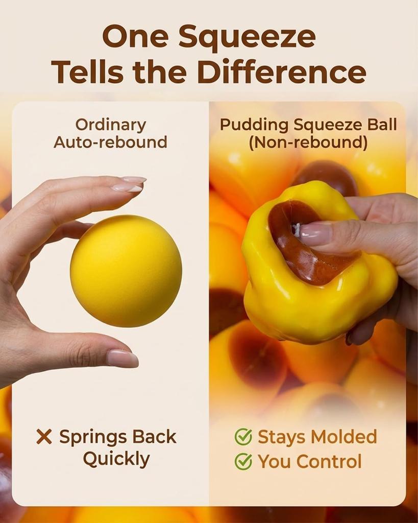Squishy Crunchy Caramel Pudding Asmr Squeeze Toy,Crunchy Moldable Stress Ball Fidget Toy Desk Stress Relief For All Ages