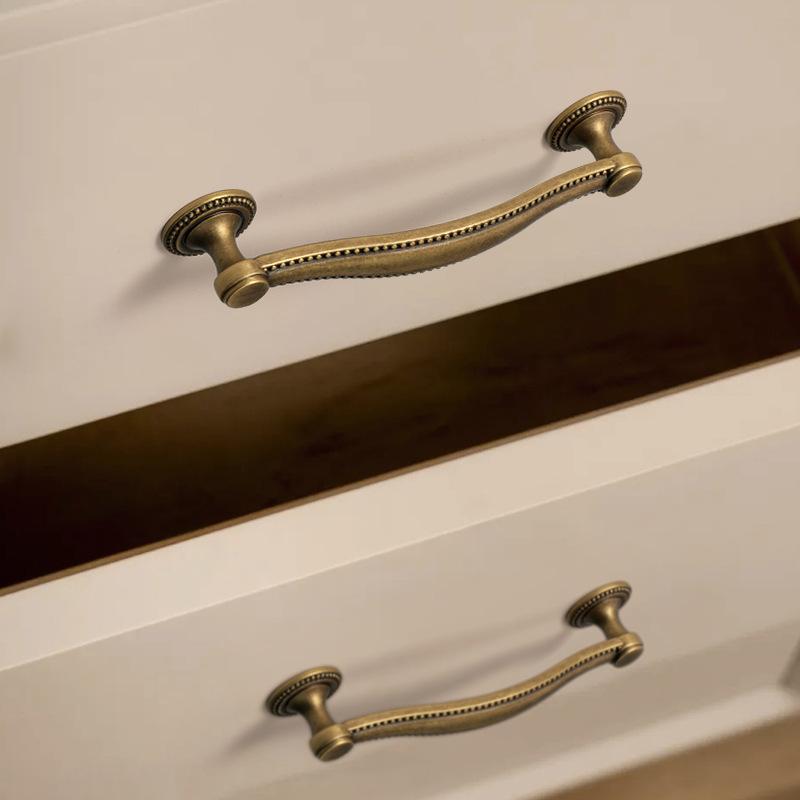 Bronze Color Brass Handle Retro Style Durable Antibacterial for Cabinet Door Drawer Handle Home Decoration