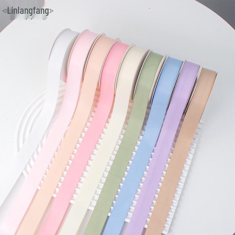 1cm Solid Matte Polyester Ribbon for Fresh Flower Bouquets - Single Color Woven Macaron Ribbon