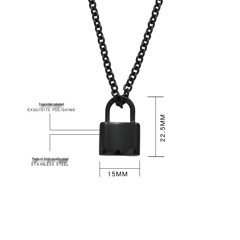 Men's Hip Hop Korean-Style Stainless Steel Padlock Pendant Necklace