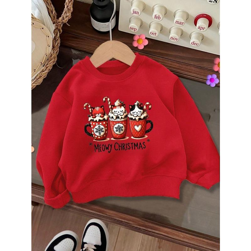New Fashion Printed Sweatshirt, Warm Girls' Round Neck Sweatshirt for Autumn and Winter