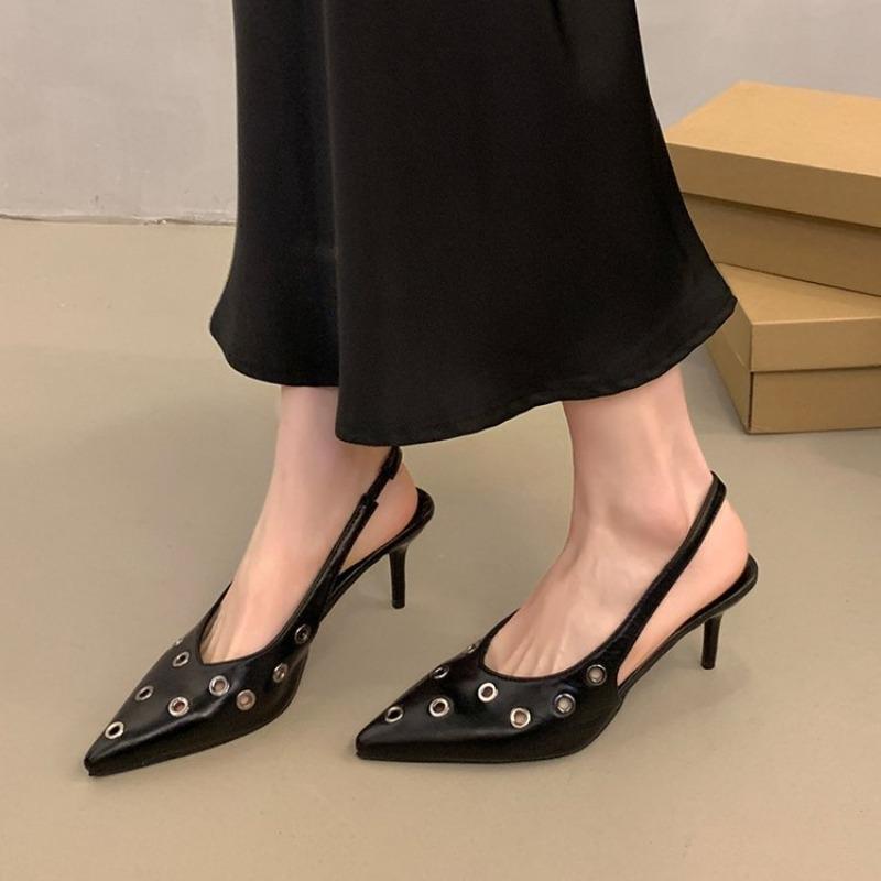 Comemore Large Size Women Pumps Pointed Toe Women's Shoes Buckle Slingback Ladies New Thin High Heels Back Strap Heeled Sandals