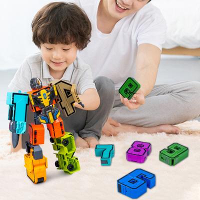 Roboterspielzeug Kompakte Kinder Digitale Zahlen Transformierende Roboter Actionfigur Pädagogisches Spielzeug für Kinder Geschenk