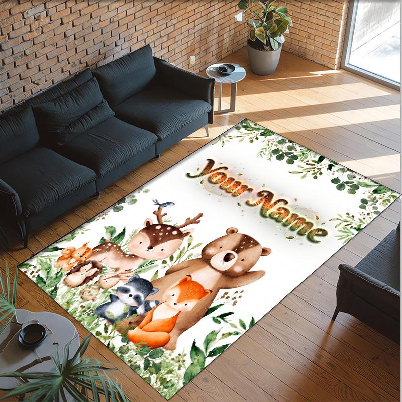 Family Friends Theme Crystal Velvet Rug Personalized Custom Name Text Soft Floor Mat Home Decor