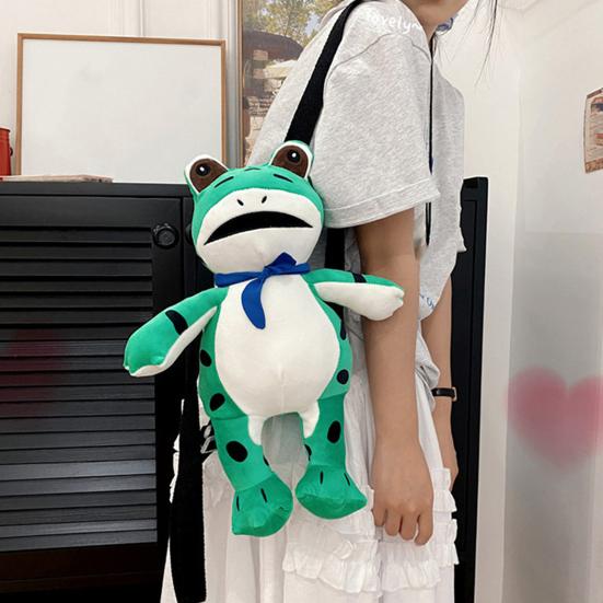 Lonely Frog Plush Backpack Cute Stuffed Animal Shoulder Bag with Adjustable Straps Valentine's Day Gift for Friends