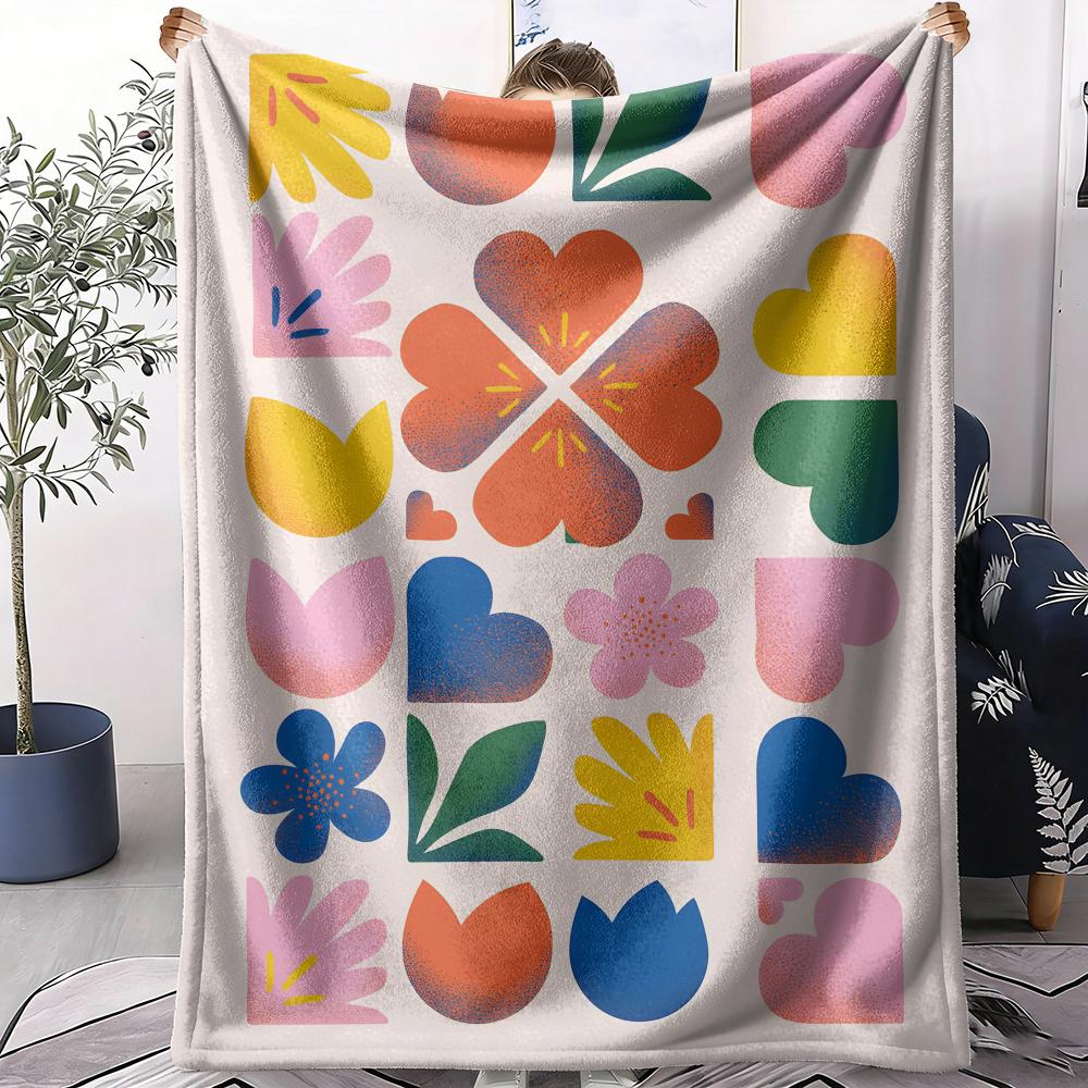 Colorful Vectors Throw Soft Flannel AC Blanket Lightweight Summer Nap Throw Cozy  Blanket for Sofa Bed Travel Home