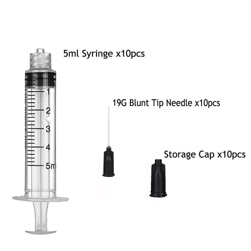 30Pack 5ml Syringes Set 1.5 Inches 14G-27G Blunt Tip Needle with Storage Caps for Refilling and Measuring Liquids Oil