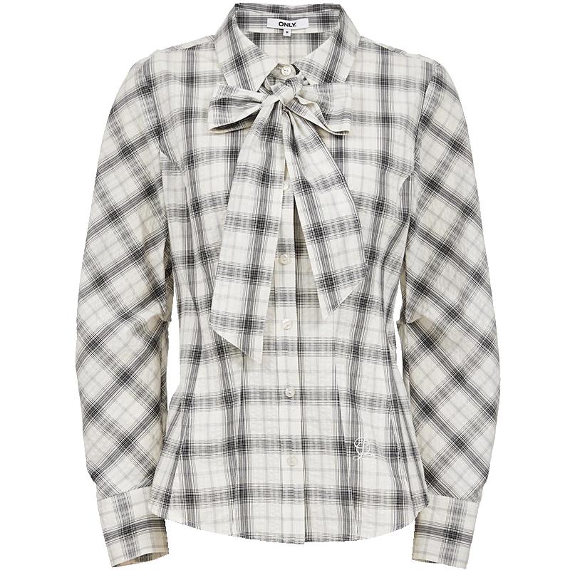 ONLY 2025 Summer Women s Embroidered Bowknot Long Sleeve Shirt S