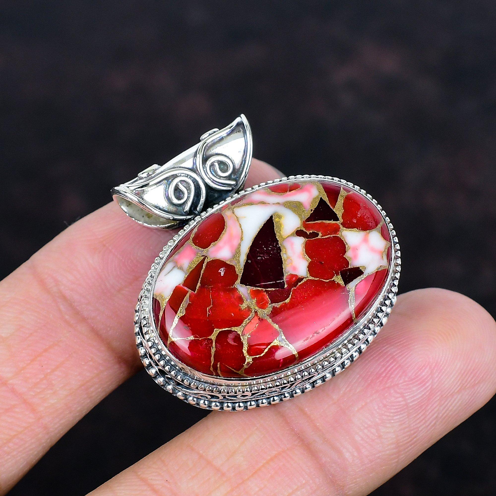 

Kingman red mohave copper turquoise pendant very pretty vintage pendant gemstone handmade jewelry 925 sterling silver pendant gifts for wife