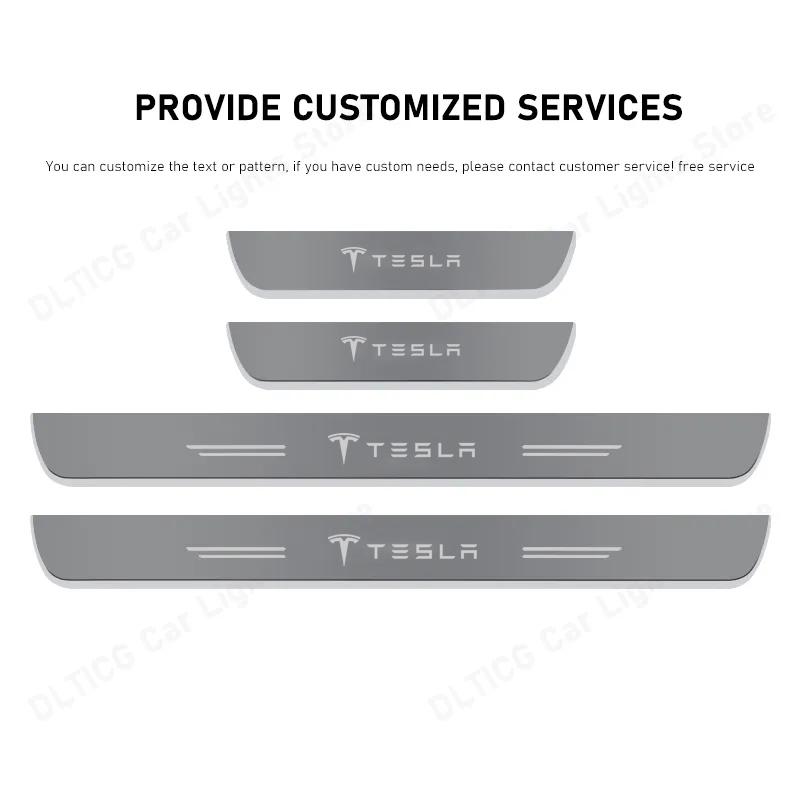 vtrdn1 Car Wireless LED Threshold Light For Tesla Model 3 Model Y Model S Model X Auto Interior Threshold Step LED Light Accessories