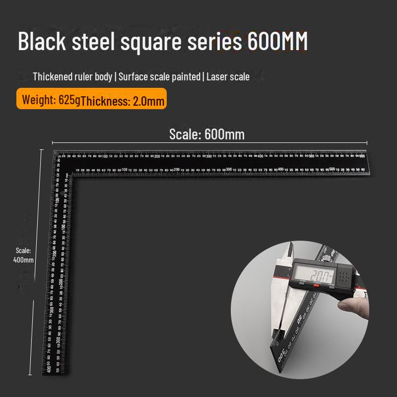 Thickened Stainless Steel L-Shaped Right Angle Ruler, 90 Degree, 300/500/600mm for Woodworking & Decoration.