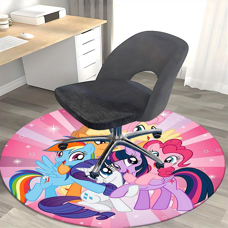 1pc My Little Pony Friendship is Magic Round Carpet Anime Cartoon Design, Office Chair Mat, NonSlip Rug for Home Decor, Living Room, Bedroom