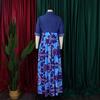 Plus Size Women's Casual Denim Patchwork Print Long Skirt - Large Swing Dress