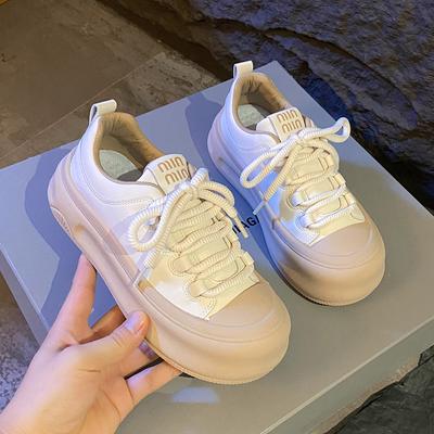 Fashion 2024 Women's Fashionable Thick Sole Sports Shoes Canvas Shoes Women's Low Top Sports Round Toe Outdoor Flat Shoes