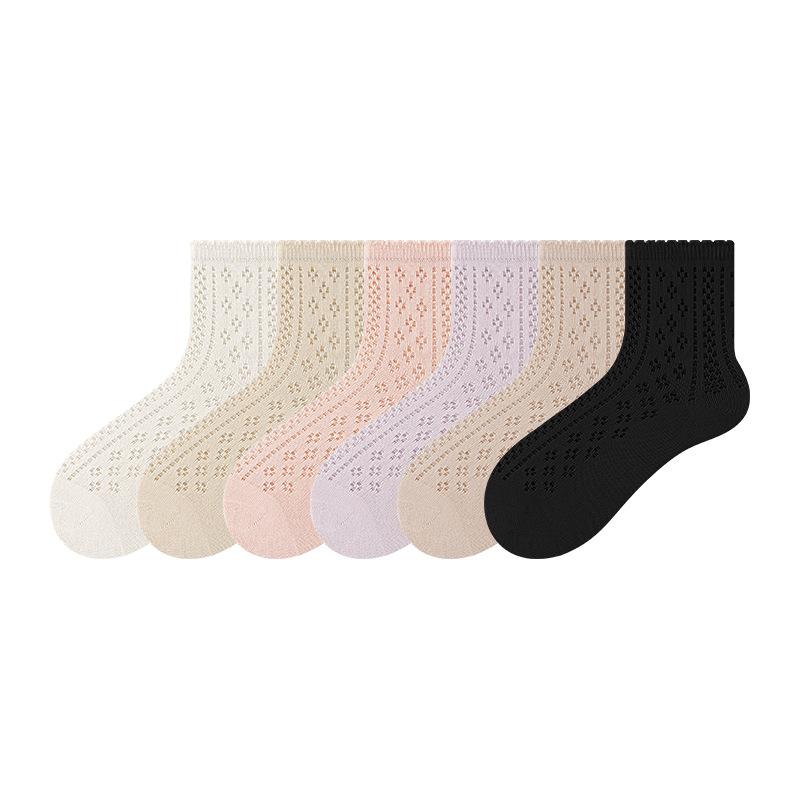 Summer Solid Color Openwork Mesh Breathable Lolita Socks Cute Sweet White Socks Pure Cotton Socks