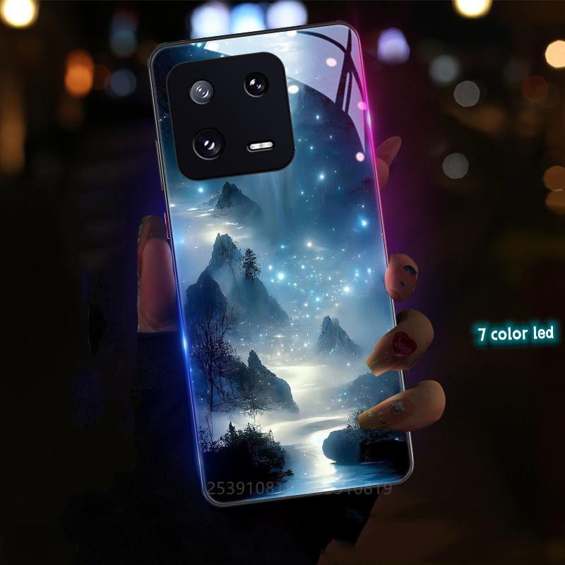 

Для Xiaomi POCO X5 X4 F5 F6 Pro F4 GT Светодиодная селфи-подсветка для пейзажной съемки Чехол для телефона Для Redmi Note 12 11 Pro 5G 10s 10 Pro 4G Стеклянная Капа Xiaomi 15T Pro