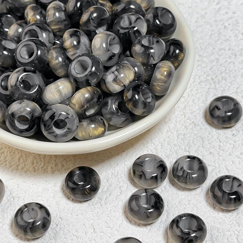 14x8mm Sparkle Resin Beads 10pcs Big Hole DIY Charms Halation Texture Earrings Bracelet Necklace Handicrafts for Jewelry Making