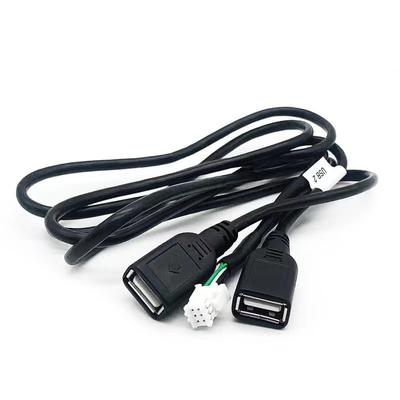 Złącze wiązki przewodów odtwarzacza multimedialnego samochodowego 6-stykowy podwójny interfejs USB Adapter kabla do nawigacji radiowej Android