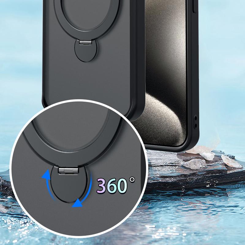 For iPhone 14 Pro Max Magnetic Case PC+TPU Ring Kickstand Phone Cover