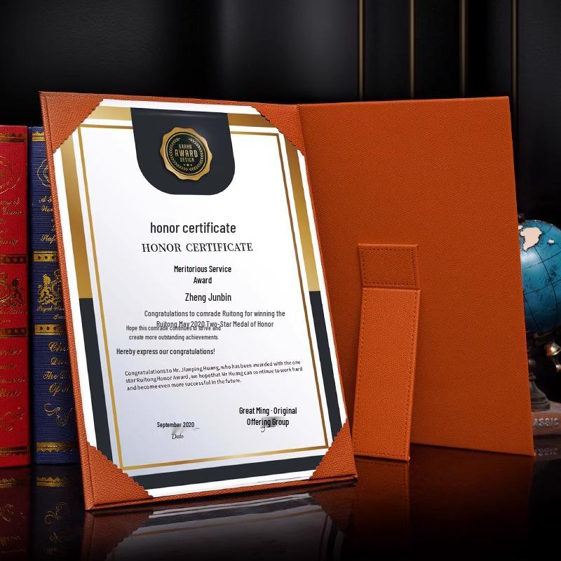A4 Leather Self-Standing Award Certificate Case