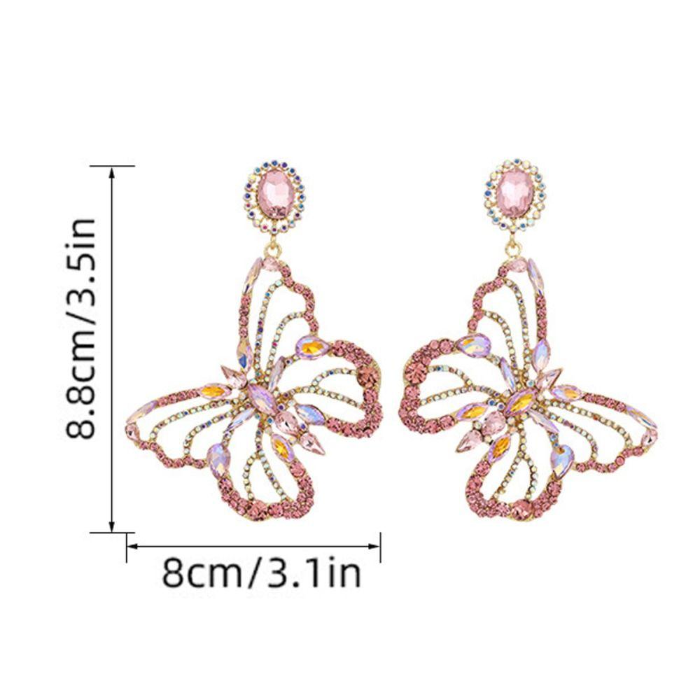 Shining  Earrings Colorful Crystal Jewelry Bridal Butterfly Rhinestone Earrings  Women