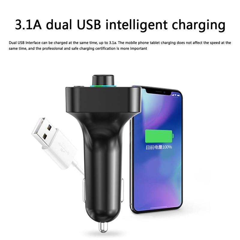F4 Car Mp3 Bluetooth-compatible Adapter Colorful Breathing Light Qc3.1A U Disk Music Player Dual