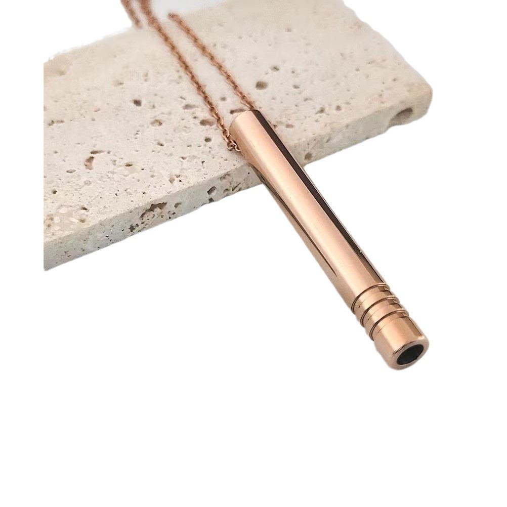 Minimalist Titanium Steel Breathing Whistle Necklace with Threaded Chain