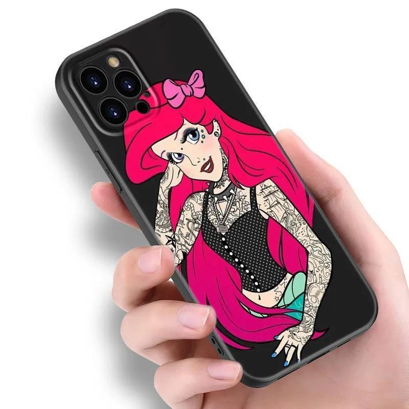 Apple Iphone16Pro Phone Case Tattoo Anime Princess Black Silicone Phone Case