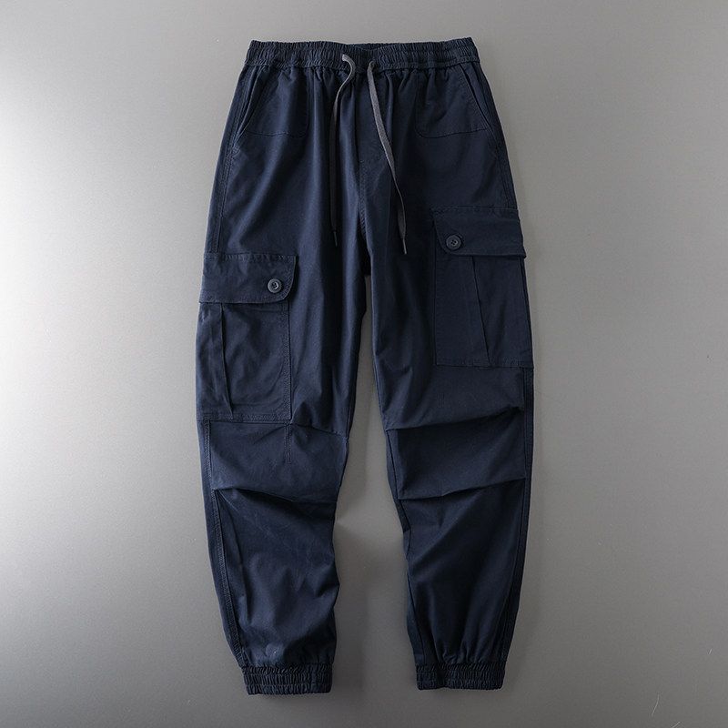 Foreign Trade Tail Order Cut Label Retro High Street Mountain Casual Pants Navy blue M