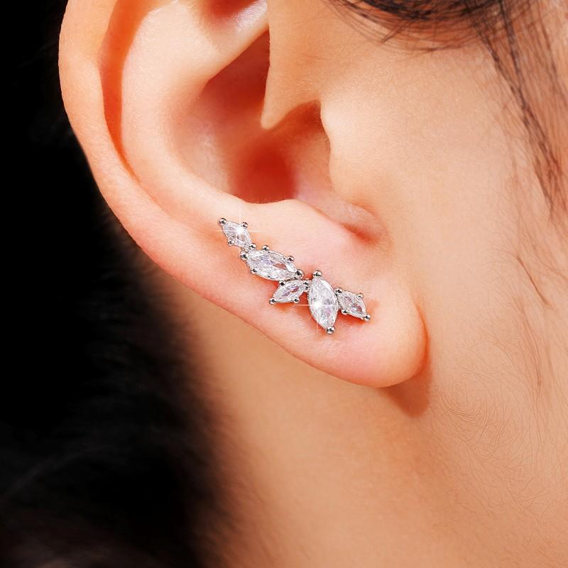 Xiaomi Huitan Simple Stylish Leaf Stud Earrings with Crystal Cubic Zirconia Exquisite Women Ear Piercing Accessories Versatile Jewelry