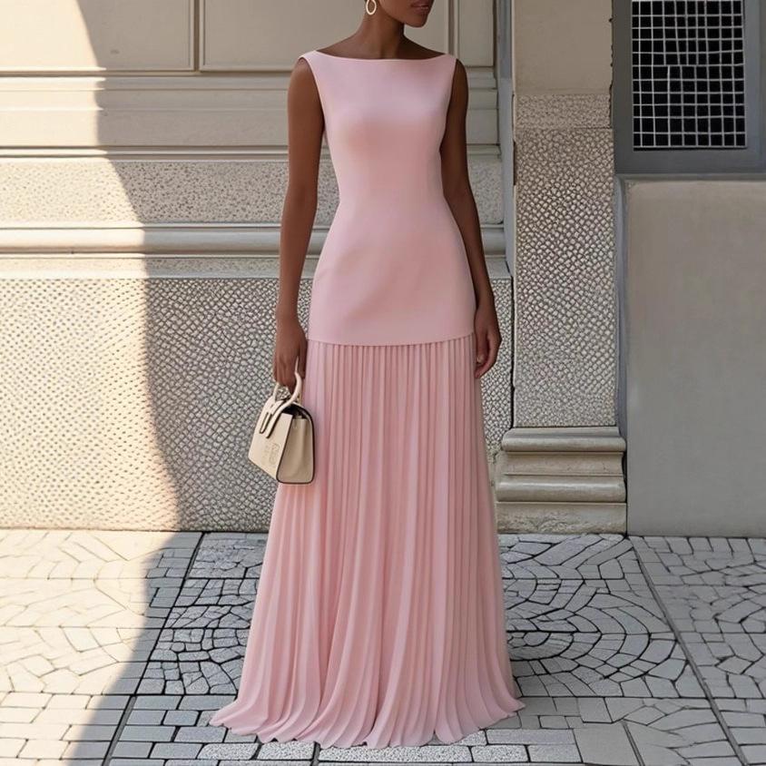 2026 Spring New Women's Clothing, European, American Amazon Cross-border Fashion Suit, Solid Color Slim Pleated Two-piece Set