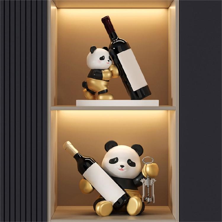 Stojak na wino Panda Uroczy Zwierzęcy Stojak na Wino Poprawia Estetykę Domu Jako Funkcjonalne Dekoracje Blatowy Stojak na Wino